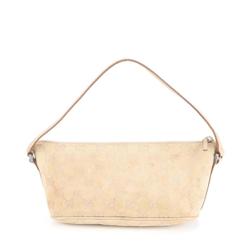 Gucci GG Canvas Beige 07198 Leather Shoulder Bag Handbag Pouch Women's - Picture 3 of 9